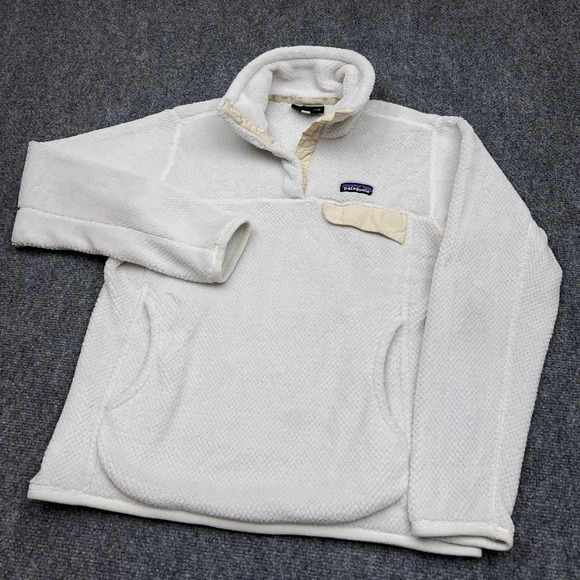 Patagonia Sweaters - Patagonia Re-Tool Snap-T Pullover Women's M Raw Linen White X-Dye Fleece READ